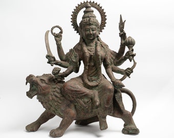 動物の上に立つ10腕のカーリー、29インチ/75cm、アンティーク