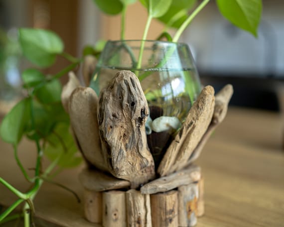 Molted Glass With Wooden Natural, Wooden Glass Decoration, Fish Tank Decor, Mini  Fish Tank, Plant Decoration or Terrariums 
