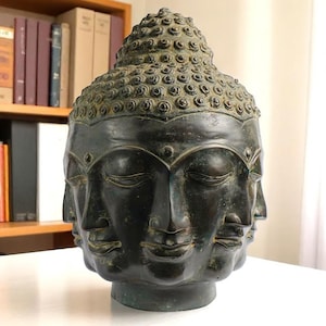 Bronzen boeddhahoofd, boeddhabrons, boeddhabeeldje, boeddha-messing, boeddhabeeld