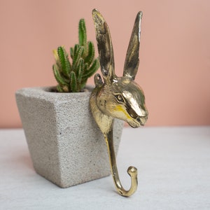 Gancho de latón Conejo 7 pulgadas / 17 cm, Gancho de animal, Gancho de pared, Gancho de oro, Accesorios de habitación para niños, Gancho de bronce, Conejo de oro, Gancho de guardería POLISHED BRASS