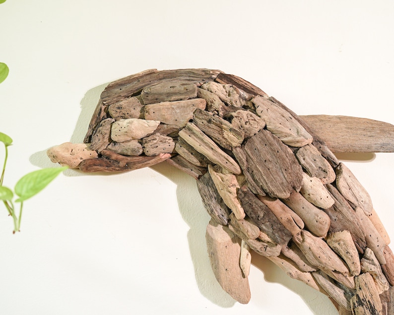 Handmade Driftwood Wall Art, Dolphin Driftwood, Driftwood Animal, Room Decor, Wall Decoration, New Home Decor, Housewarming, Gift Idea image 2