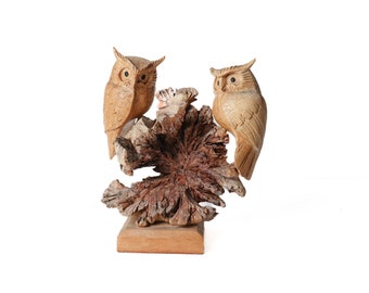 owl statue 7 inch / 17 cm , owl figurine, owl wood carving, owl decoration, wooden carving, room decor, home decor, animal figurine