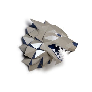 Stark wolf  Paper Sculpture,Printable PDF template,Handmade  Animal Figurine Papercraft,3D puzzle,Low Poly Wall Decor,DIY Teens Gift