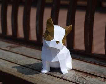 Bulldog Papercraft Template, 3D Low Poly Model (PDF File)