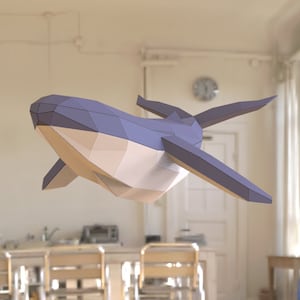 Humpback Whale Paper Sculpture,Printable PDF template,Handmade Sea Animal Figurine Papercraft,3D puzzle,Low Poly Wall Decor,DIY Teens Gift