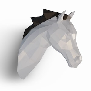 Horse Paper Sculpture,Printable PDF template,Handmade Unicorn   Animal Figurine Papercraft,3D puzzle,Low Poly Wall Decor,DIY Teens Gift