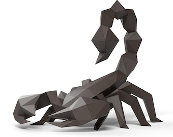 Scorpion  Paper Sculpture,Printable PDF template,Handmade wild animals Papercraft,3D puzzle,Low Poly Home Decor,DIY Teens Gift