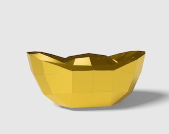 Escultura de papel de Sycee dorada, rompecabezas 3D imprimible (plantilla PDF y SVG)