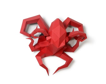 Octopus Paper Sculpture, 3D Low Poly Wall Decor (PDF Template)
