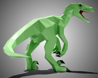 Velociraptor Paper Sculpture, 3D Papercraft Tempalte, PDF File,Instant Download, Wall Decor, Low Poly Papercraft, dinosaur Animals