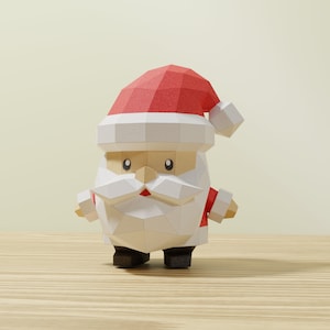 Christmas Santa Storage Jar Paper Sculpture,Printable PDF template,Handmade  Papercraft,3D puzzle,Low Poly Home Decor,DIY Teens Gift
