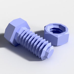 Rzeźba z papieru „śruba i nakrętka”, szablon PDF do wydrukowania, ręcznie robione mechaniczne modele papierowe, układanka 3D, wystrój domu Low Poly, prezent dla nastolatków DIY