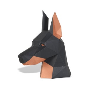 Doberman Head Paper Sculpture,Pre-cut DIY Papercraft Kit,Handmade Dog Head Figurine,Multi-Color,Low Poly Home Decor,All Accessories Included