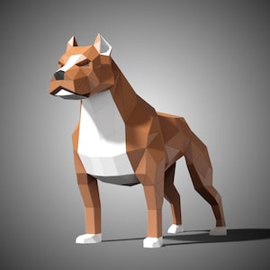 Pit Bull Paper Sculpture,Printable PDF template,Handmade Pit Bull Terriers Papercraft,3D puzzle,Low Poly Wall Decor,DIY Teens Gift