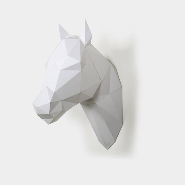 Horse   Paper Sculpture,Printable PDF template,Handmade  Animal Figurine Papercraft,3D puzzle,Low Poly Wall Decor,DIY Teens Gift