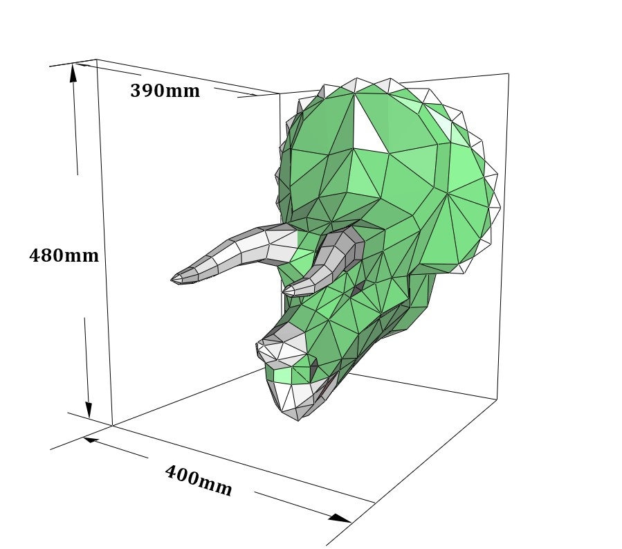 Triceratops Trophy Paper Sculpture, 3D Papercraft Tempalte, PDF File ...