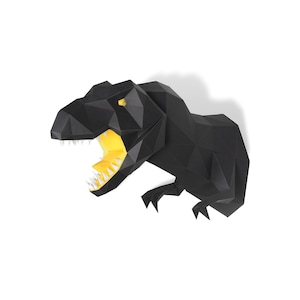 T-rex Trophäe Papierskulptur,druckbare PDF-Vorlage,handgemachte Tierfigur Papercraft,3D-Puzzle,Low Poly Wanddekoration,DIY Teens Geschenk