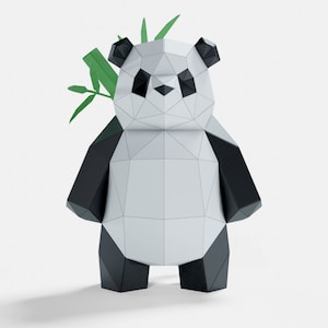 Panda Standing Paper Sculpture,Printable PDF template,Handmade Wide Animal Figurine Papercraft,3D puzzle,Low Poly Home Decor,DIY Gift