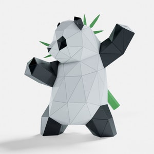 Panda MartialArt Paper Sculpture,Printable PDF template,Handmade Wide Animal Figurine Papercraft,3D puzzle,Low Poly Home Decor,DIY Gift