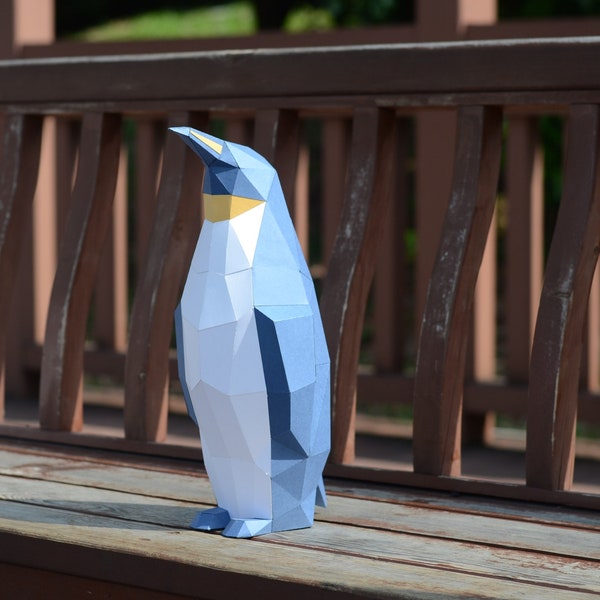 Königspinguin Papiermodell, 3D Papercraft Tempalte, PDF Datei, Sofort Download, 3D Low Poly, Low Poly Papercraft, Afrika Tiere, DIY Geschenk