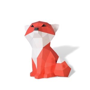 Sitting Fox paper model, 3D Papercraft Tempalte, PDF File,Instant Download, 3D  Low Poly, Low Poly Papercraft, Africa Animals , DIY Gift