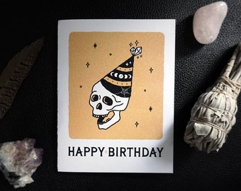 Fun Skull Birthday Card | Dark Witchy Goth Greeting Card