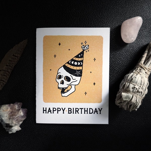 Fun Skull Birthday Card | Dark Witchy Goth Greeting Card