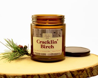 Cracklin' Birch Candle | Coconut Wax Candle | Cotton Wick | All Natural Candle | Winter Candle