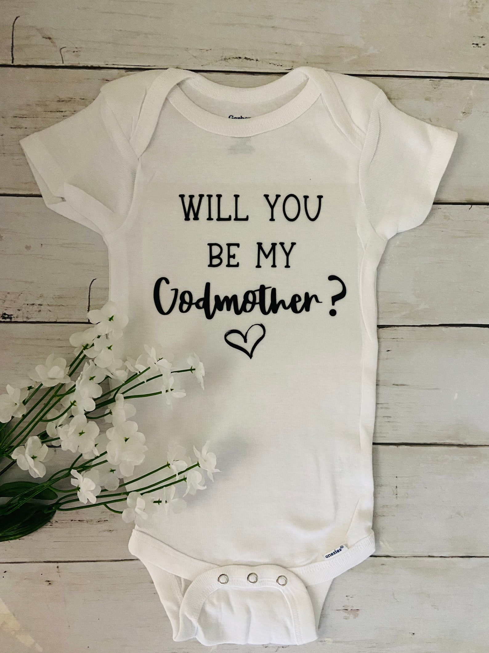 Will You Be My Godmother Onesie Baby Baptism Onesie Etsy