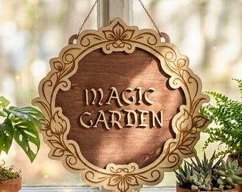 Houten bord Magische tuin – Wanddecoratieplaat grillig boskern