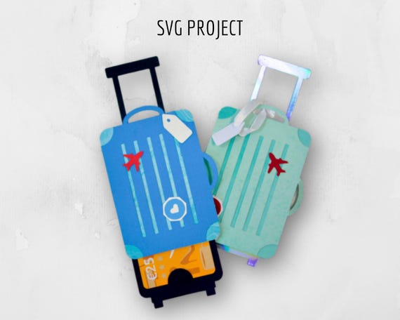 Suitcase Gift Card Holder, travel gift card, cutting machine template SVG, Cricut or Silhouette project.
