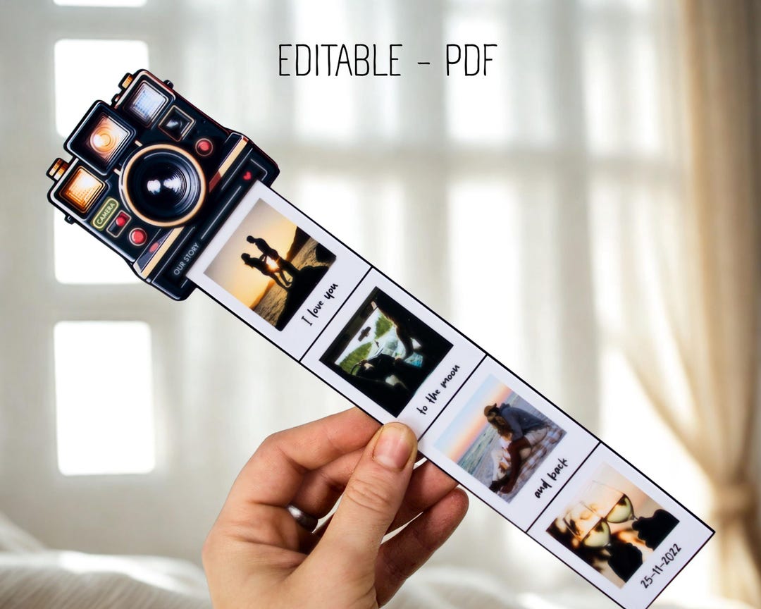 Retro Camera Bookmark Template | Custom Photo Film Strip (digital ...