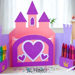 Kit para colorir castelo de princesa SVG, caixa de atividades SVG, modelo para máquina de corte, projeto para Cricut, Silhouette Cameo, ScanNcut.