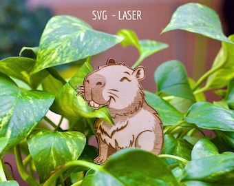 Capibara plant inzet SVG | Lasergesneden capibara-tuindecor (digitale download)