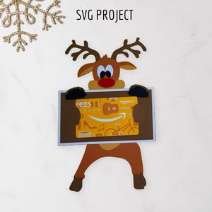 Porte-cartes cadeau renne SVG, porte-cartes cadeau Noël SVG, modèle de machine de découpe, projet Cricut ou Silhouette.