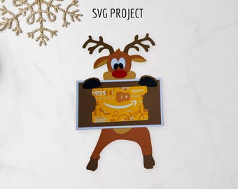 Reindeer Gift Card Holder SVG, Christmas Cutting Template (Digital item)