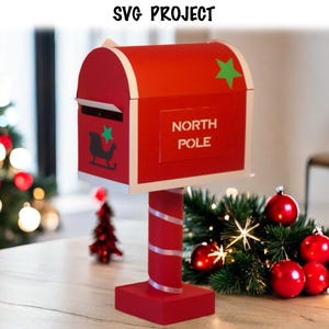 Cassetta postale di Babbo Natale in formato SVG, decorazione natalizia in formato SVG, modello per macchina da taglio, progetto per Cricut, Silhouette, ScanNcut.