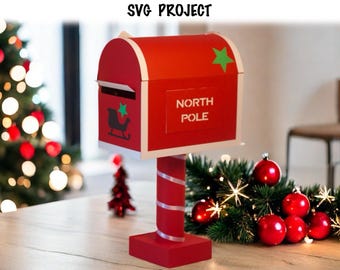 Santa Claus mailbox SVG, Christmas decoration SVG, cutting machine template, project for Cricut, Silhouette, ScanNcut.