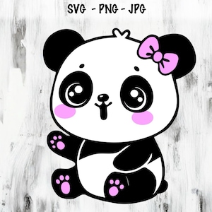 Panda SVG, schattige panda gelaagde snijbestand voor Cricut of silhouet, schattige dieren clipart, shirt opstrijkbaar vinyl.