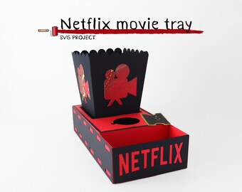 Movie night box SVG, movie tray template, snack tray, popcorn, cutting machine, Cricut or Silhouette project.