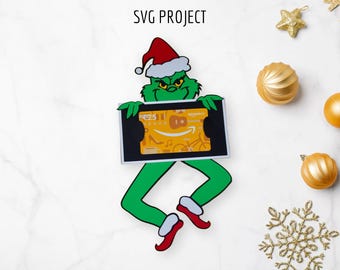 Christmas green gift card holder SVG, Christmas gift card holder SVG, Cutting machine template, Cricut or Silhouette project.