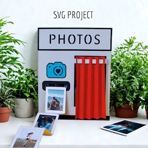 Boîte cadeau photobooth SVG, boîte cadeau photo svg, modèle de machine de découpe, projet Cricut ou Silhouette.