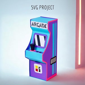 Arcadekast svg, gamer geschenkdoos svg, retro gaming svg, snijmachine sjabloon, project voor Cricut, Silhouette, ScanNcut.