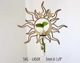 Sun Moon propagation Station SVG, hemelse muur opknoping lasergesneden bestand (digitale download)