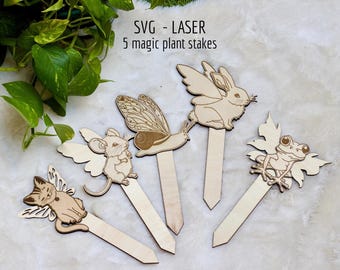 Magische dieren planten staken SVG, grillige sprookjestuindecor (digitale download)