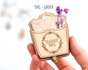 Leraar waardering magneet SVG, lasercadeau, gepersonaliseerde houten brievenbus magneet heks kleine letters