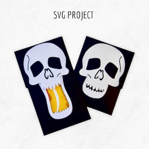 Schädel Geschenkkartenhalter SVG, Halloween Geschenkkarte, Schneidemaschine Vorlage, Cricut oder Silhouette-Projekt.