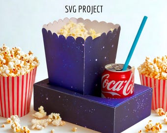 Movie Night Box SVG, movie tray template, snack tray, popcorn, cutting machine, Cricut or Silhouette project