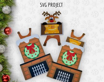 Reindeer Christmas Gift Card Holder SVG, Cricut Silhouette Project (Digital Download)
