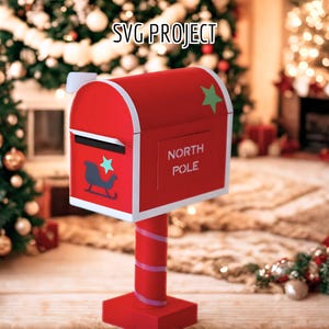 Cassetta delle lettere di Babbo Natale in formato SVG, modello per decorazioni natalizie (oggetto digitale)
